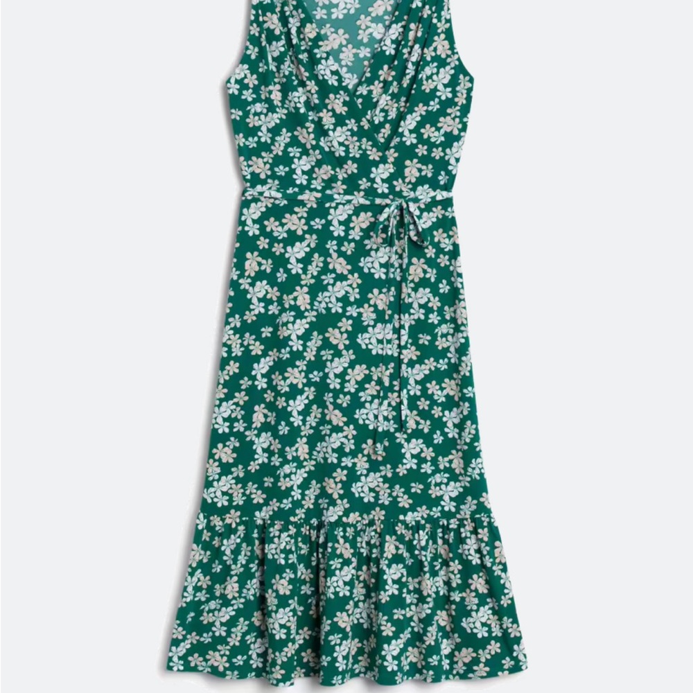 Kaileigh Green and White Ruffled Wrap Maidi Dress